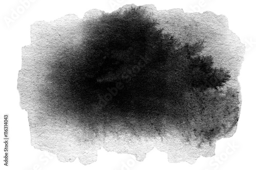 Hand drawn watercolor black stain - abstract watercolour spot in
