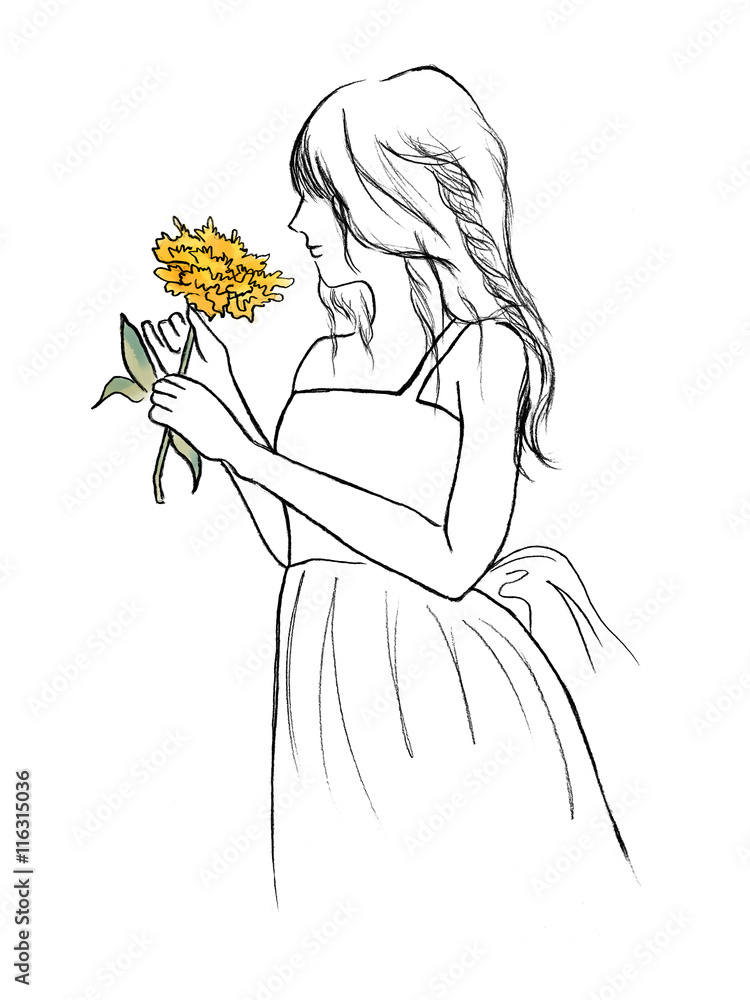 How To Draw A Girl Holding Flowers Best Flower Site