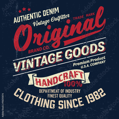 Typography vintage outfit brand logo print for t-shirt. Retro artwork vector illustration