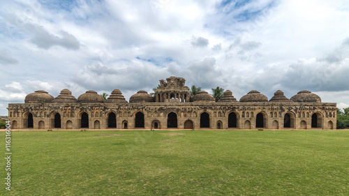 Ancient ruins of Elephant Stables in Hampi, Karnataka, India