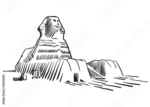 Egypt Sphinx Monument Cairo Sketched