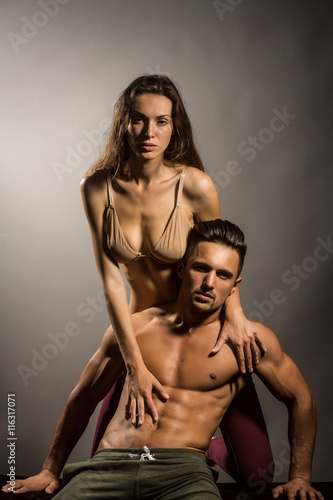 sexy young couple in studio