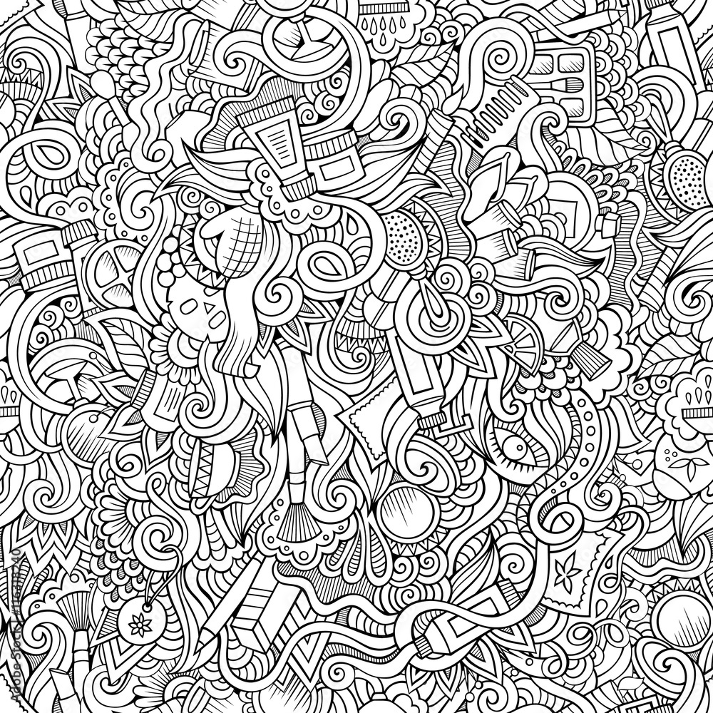 Fototapeta premium Seamless pattern with beauty and cosmetics