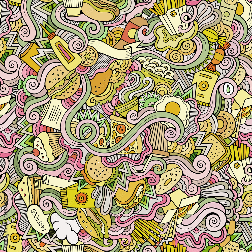 Seamless doodles abstract fast food pattern Seamless doodles abstract fast food pattern