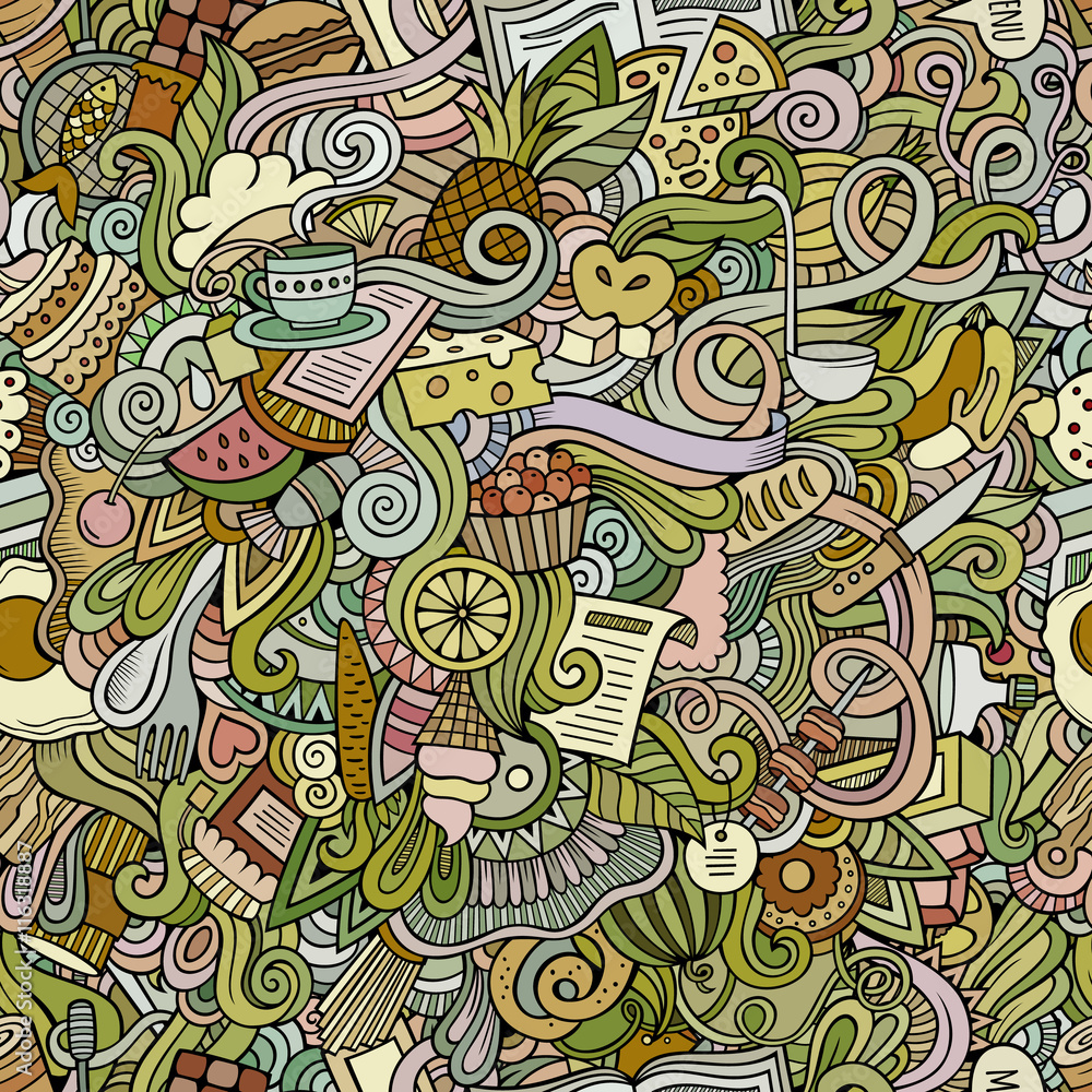 Cartoon vector doodles food seamless pattern Cartoon vector doodles food seamless pattern