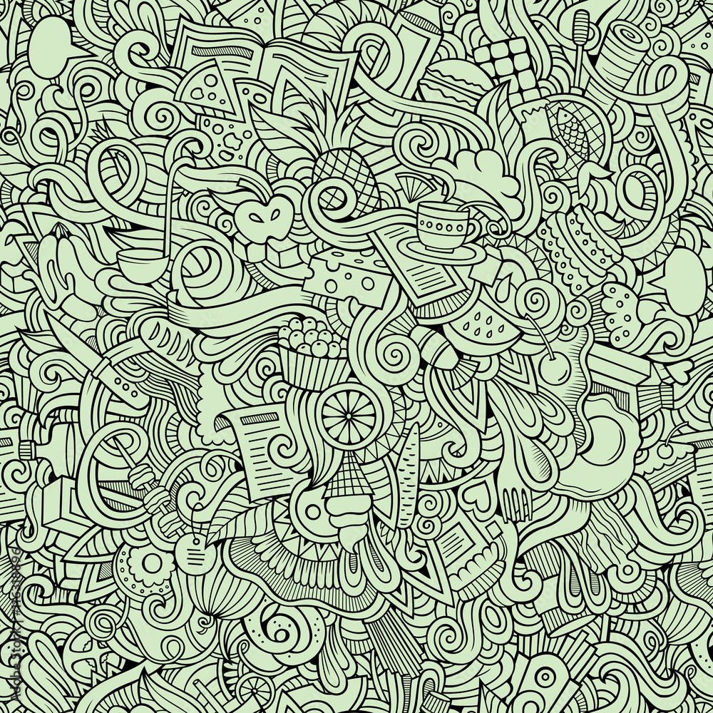 Cartoon vector doodles food seamless pattern Cartoon vector doodles food seamless pattern