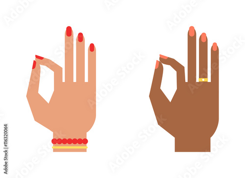 Okey hand success symbol, ok hand yes agreement. Ok hand signal business human agree. Best approval accept. Silhouette of hand showing symbol Ok finger thumb vector illustration.