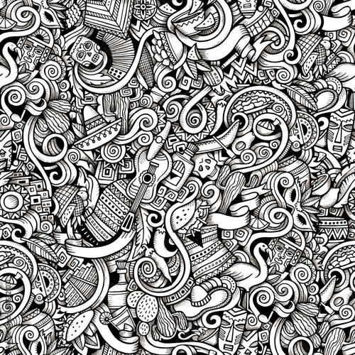 Cartoon hand-drawn Doodles on the subject of Latin America