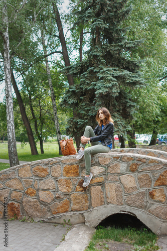 Girl sitting in the park