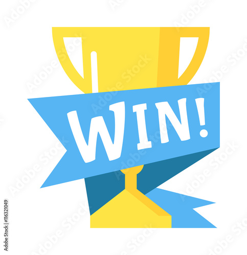 Win sign with colour confetti vector paper illustration. Success luck message contest promotion win text. Banner competition award lucky lottery word win text. Shop or web site reward gamble champion