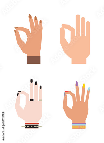 Okey hand success symbol, ok hand yes agreement. Ok hand signal business human agree. Best approval accept. Silhouette of hand showing symbol Ok finger thumb vector illustration.