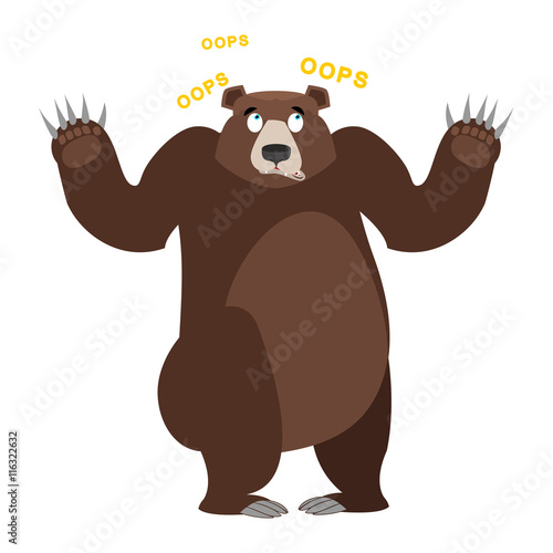 Surprised Bear OOPS. Grizzly perplexed. Struck by wild big anima