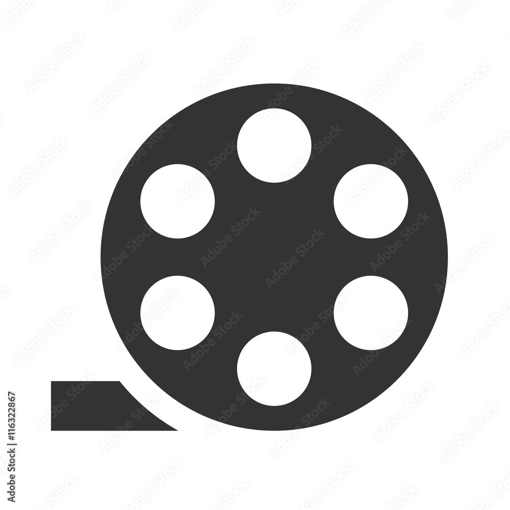 Film bobbin icon. Flat icon of retro style bobbin isolated on white background. Vector illustration. Film bobbin icon. Flat icon of retro style bobbin isolated on white background. Vector illustration.