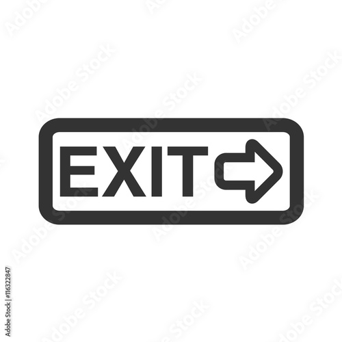Exit inscription icon. Simple flat logo of exit sign on white background. Vector illustration.