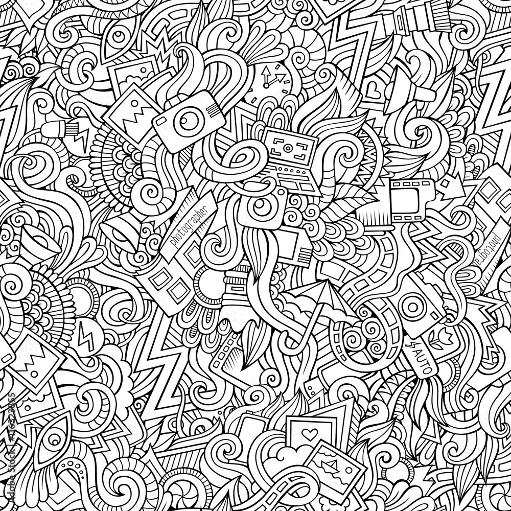 Photography doodles seamless pattern Photography doodles seamless pattern