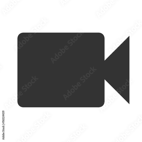 Camcorder icon. Simple flat logo of camcorder on white background. Vector illustration.