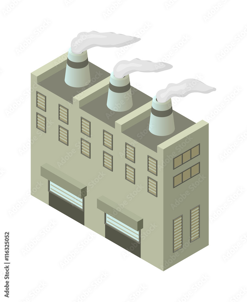 Vecteur Stock Isometric factory building vector icon. Industrial ...