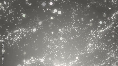  Space with the silver particles and waves. Loop Background Animation.