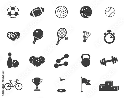 Sports set icons. Sports set Vector isolated on white background. Flat vector illustration in black. EPS 10