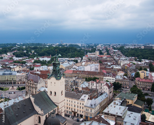 the old city of lvov from height photo