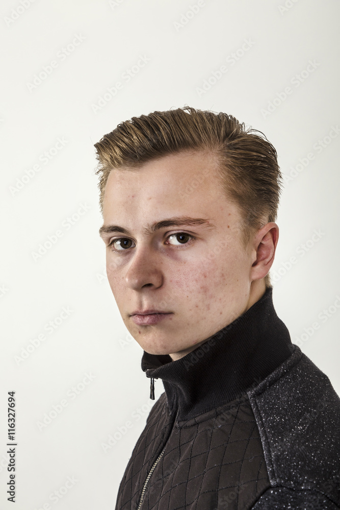 Fototapeta premium handsome teenage boy in black shirt