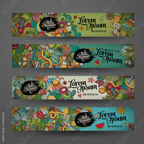 Cartoon vector hand-drawn Doodle on the subject of summer time.