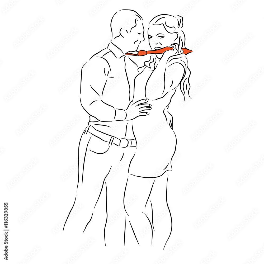 Young sexy couple. Girl and boy in a fit of passion. The sketch drawn by  hand. Vector illustration. vector de Stock | Adobe Stock