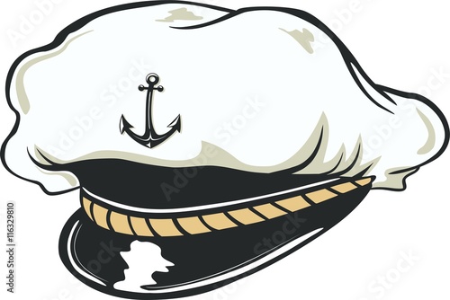 nautical captain's hat, vector illustration.