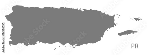 Puerto Rico Map grey photo