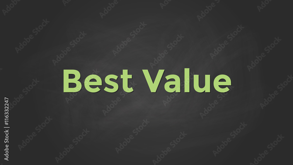 best value with blackboard text poster and chalkboard effect vector graphic