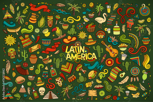 Sketchy vector hand drawn Doodle Latin American objects