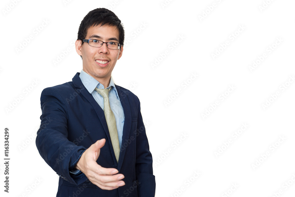 Portrait of a successful business asian man giving a hand Portrait of a successful business asian man giving a hand