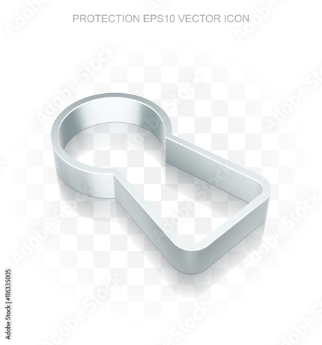 Privacy icon: Flat metallic 3d Keyhole, transparent shadow, EPS 10 vector.