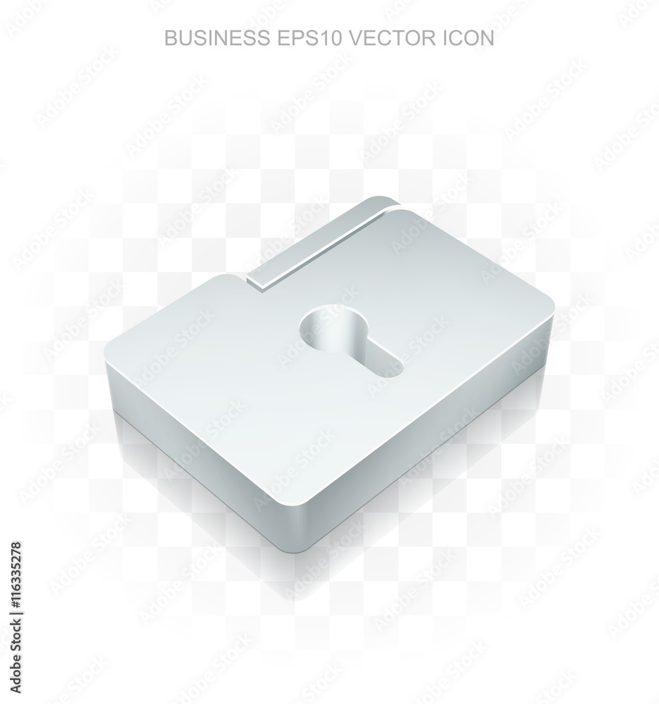 Finance icon: Flat metallic 3d Folder With Keyhole, transparent shadow, EPS 10 vector. Finance icon: Flat metallic 3d Folder With Keyhole, transparent shadow, EPS 10 vector.