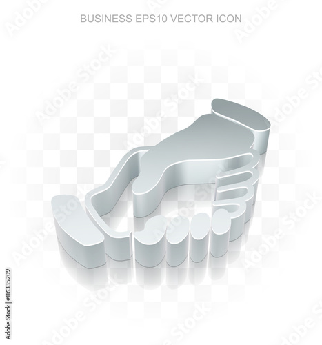 Finance icon: Flat metallic 3d 3dHandshake, transparent shadow, EPS 10 vector.