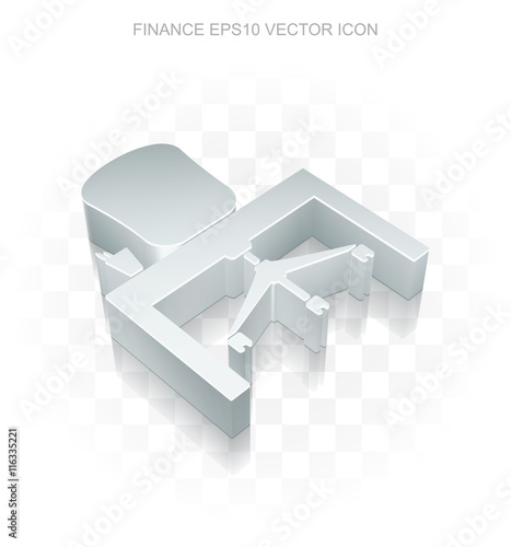 Finance icon  Flat metallic 3d Office  transparent shadow  EPS 10 vector.