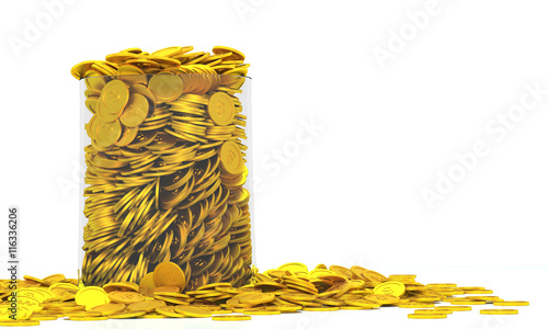 Golden coins brimful