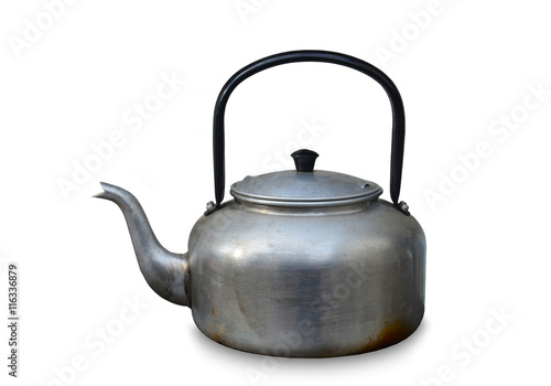 old tea kettle isolated on white background