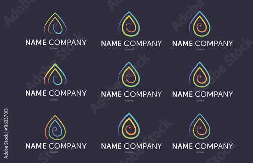 Drop heart colored line flat logo