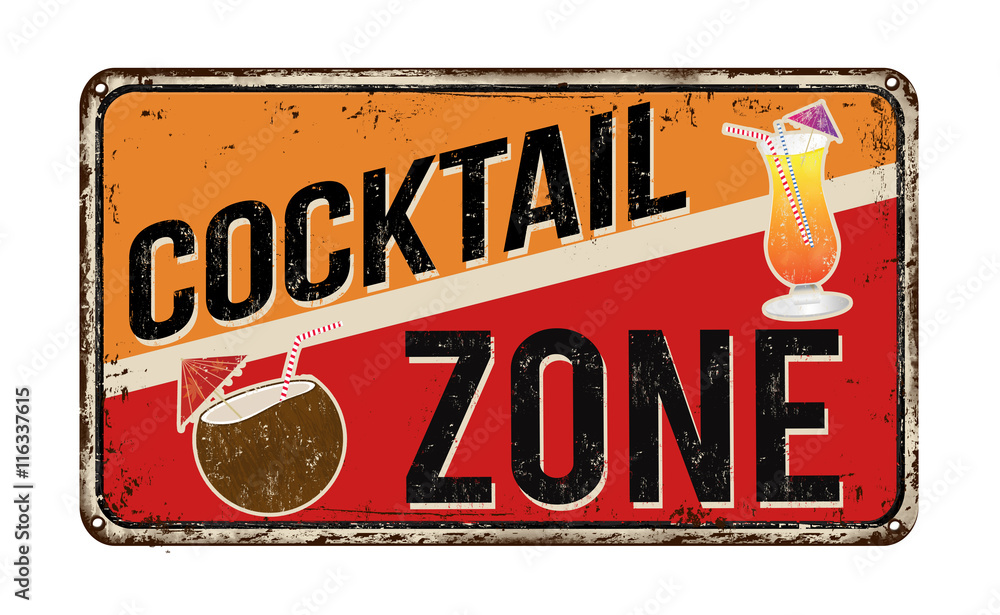 Fototapeta premium Cocktail zone vintage metal sign