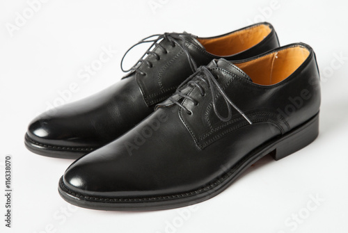 Black leather male shoes
