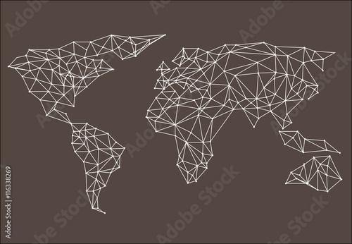 Polygonal abstract world map. Vector illustration.