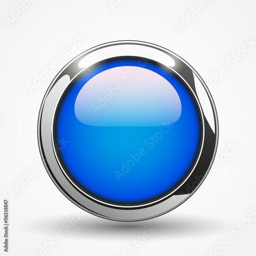 Blue brilliant round web button, vector design