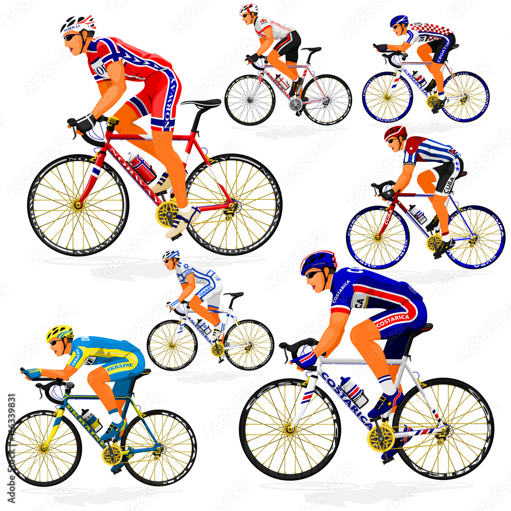 Fototapeta premium National Cyclist of Costa Rica,Croatia,Cuba,England,Israel,Norway,Ukraine on transparent background 