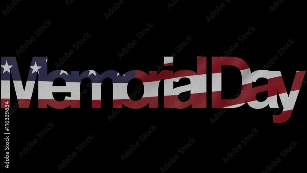 Memorial Day caption and waving American flag 4K intro animation Stock ...
