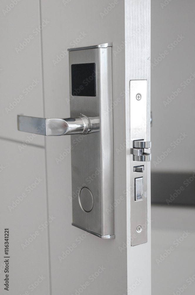 Handle steel knob on the door Handle steel knob on the door
