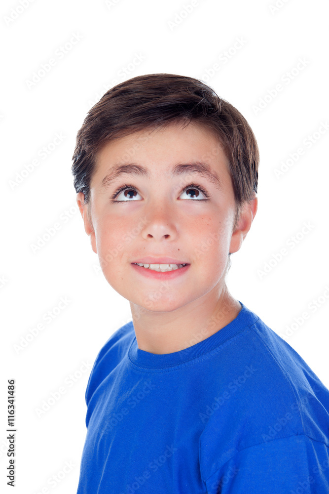 Funny child with ten years old and blue t-shirt Funny child with ten years old and blue t-shirt