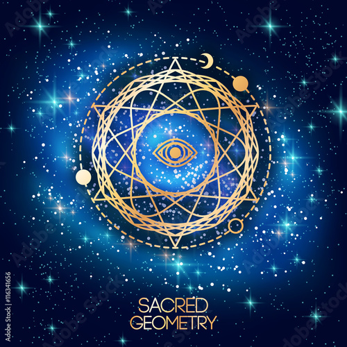 Sacred Geometry Emblem with Eye in Star
