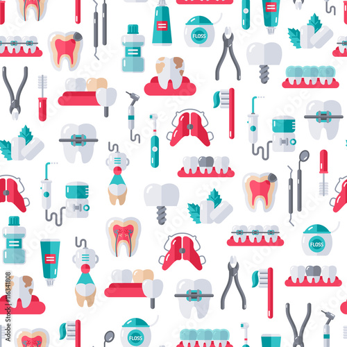 Seamless Dentist Pattern on White Background