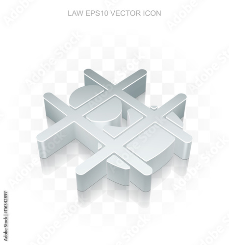 Law icon: Flat metallic 3d Criminal, transparent shadow, EPS 10 vector.